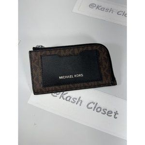 New Michael Kors Mens Cooper Logo Zip-Around Wallet brown /black